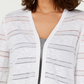 Cardigan listrado Pointelle feminino Charter Club, branco, tamanho extragrande