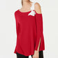 Blusa feminina Alfani com apliques de um ombro só, vermelha, tamanho P