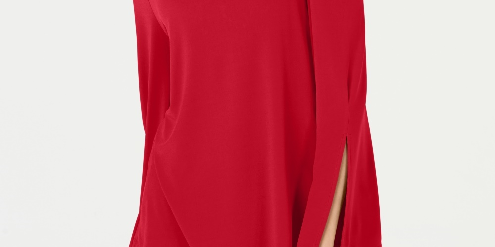 Blusa feminina Alfani com apliques de um ombro só, vermelha, tamanho P