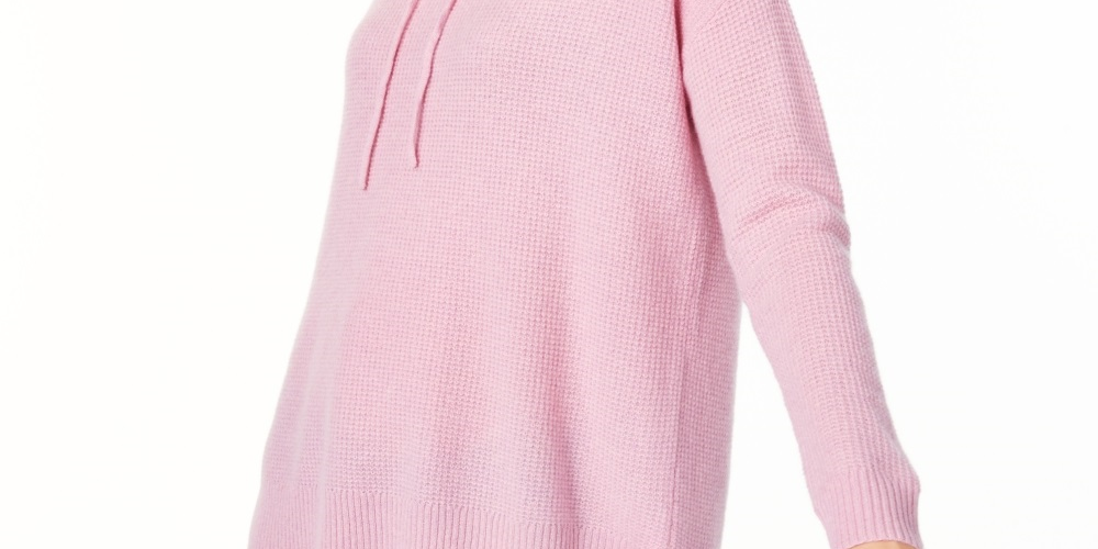 Suéter térmico feminino de cashmere Charter Club com capuz, rosa, tamanho pequeno e pequeno