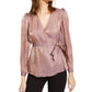 Blusa envolvente feminina com estampa de cobra metálica da INC International Concepts, rosa, tamanho M