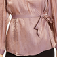 Blusa envolvente feminina com estampa de cobra metálica da INC International Concepts, rosa, tamanho M