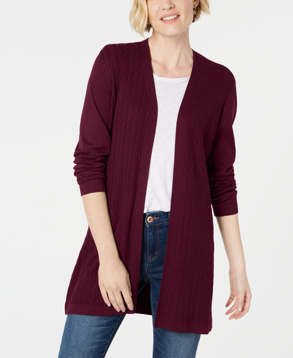 Karen Scott Cardigan Feminino Frente Aberta Vinho Tamanho XS