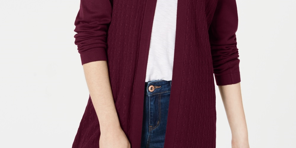 Karen Scott Cardigan Feminino Frente Aberta Vinho Tamanho XS