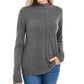Blusa feminina Karen Scott cinza estampada, manga comprida, gola redonda, suéter, carvão, PS
