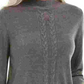 Blusa feminina Karen Scott cinza estampada, manga comprida, gola redonda, suéter, carvão, PS