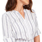 Charter Club Blusa feminina listrada de algodão com amarração na cintura, tamanho grande, branca