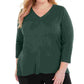 Karen Scott Suéter Luxsoft Plus Size com Decote em V, Verde, Tamanho 2X