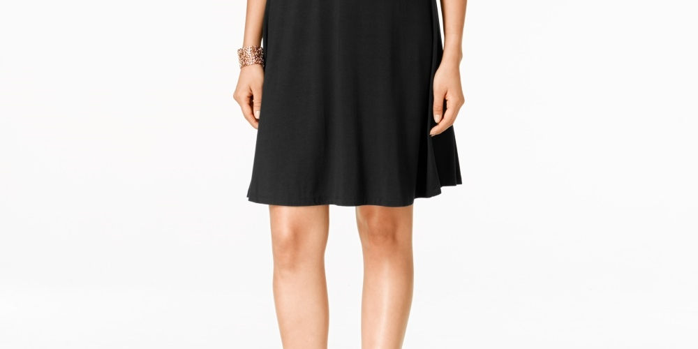 Vestido rodado sem mangas feminino Style &amp; Co, preto, tamanho PM