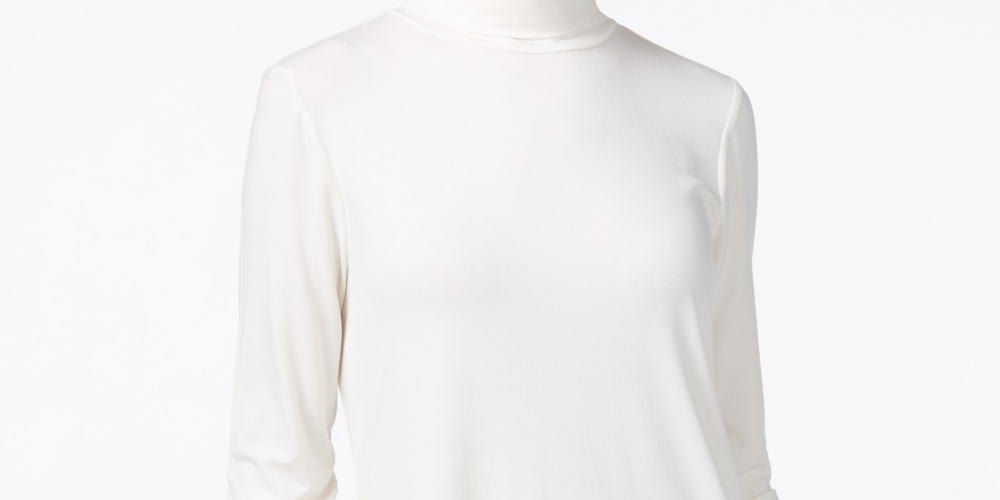 Blusa feminina de gola alta JM Collection, branca, tamanho PL