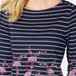 Blusa listrada com estampa paisley feminina Charter Club, azul, tamanho extragrande