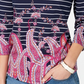 Blusa listrada com estampa paisley feminina Charter Club, azul, tamanho extragrande
