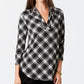 Charter Club Petite Printed Top Feminino Preto Tamanho P