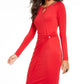 Vestido tubinho falso feminino Thalia Sodi vermelho brilhante tamanho grande
