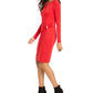 Vestido tubinho falso feminino Thalia Sodi vermelho brilhante tamanho grande