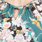 JM Collection Top feminino estampado com decote em corrente, tamanho pequeno, verde