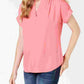 Blusa feminina Charter Club com decote aberto e manga curta, rosa, tamanho PL