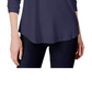 JM Collection Blusa feminina lisa de manga comprida e gola alta, azul, tamanho pequeno médio