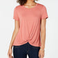 Blusa feminina com decote redondo e bainha torcida, estilo &amp; co, laranja, tamanho PXL