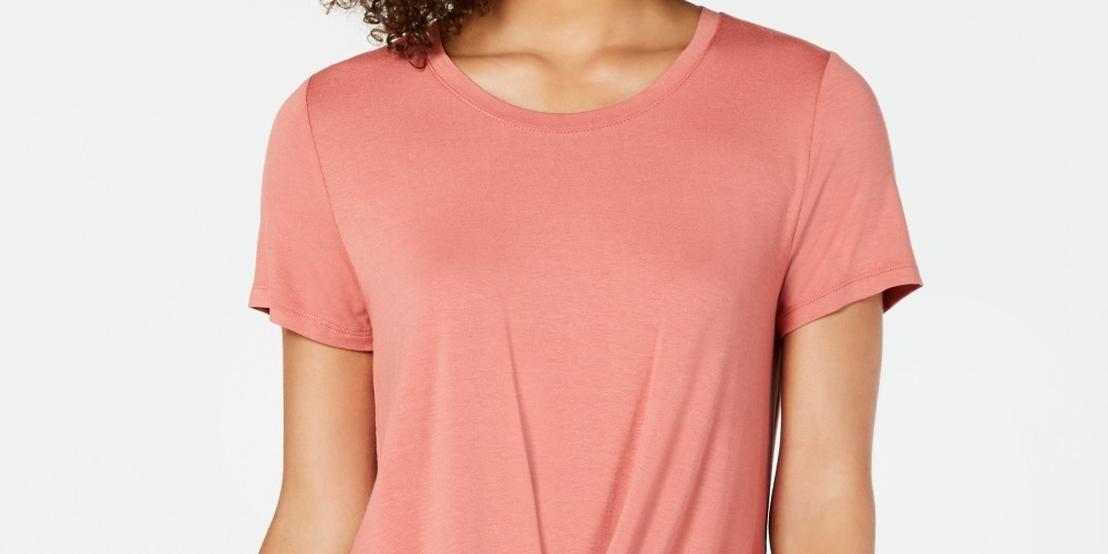 Blusa feminina com decote redondo e bainha torcida, estilo &amp; co, laranja, tamanho PXL
