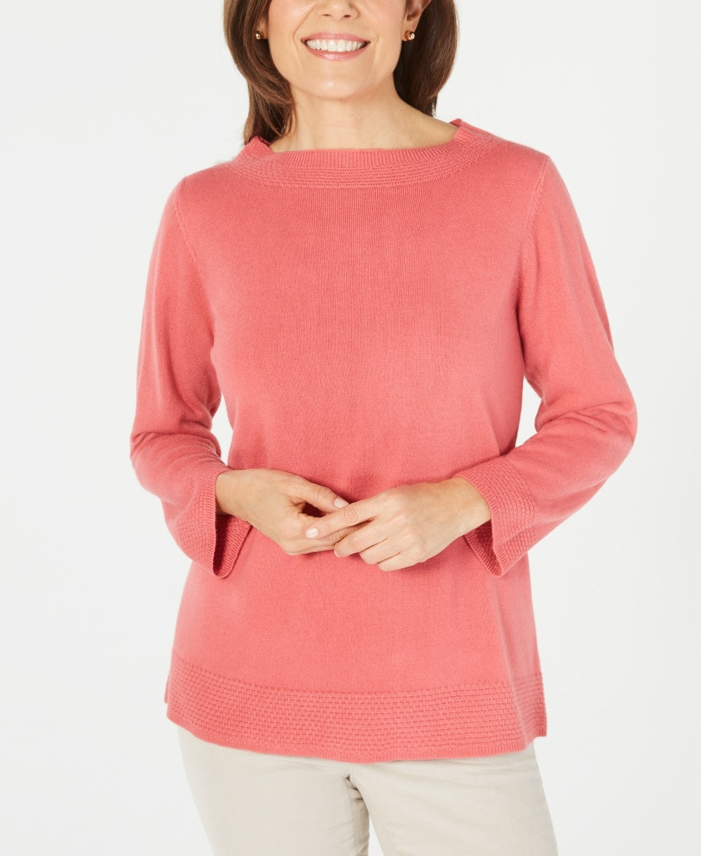 Karen Scott Suéter Feminino Gola Canoa Rosa Pequeno Médio