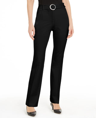 Calça feminina Alfani com cinto e cós largo, preta, tamanho 2, pequena