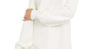 Suéter túnica de malha canelada feminino Alfani, tamanho pequeno, tamanho extragrande, branco