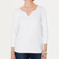 Karen Scott Blusa feminina manga três quartos branca tamanho XX-G