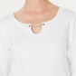 Karen Scott Blusa feminina manga três quartos branca tamanho XX-G