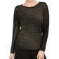 JM Collection Top de malha metálica feminino, preto, tamanho extragrande