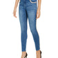 Calça jeans skinny feminina INC International Concepts com acabamento em tweed e cintura alta, azul, tamanho 18