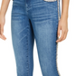 Calça jeans skinny feminina INC International Concepts com acabamento em tweed e cintura alta, azul, tamanho 18