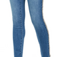 Calça jeans skinny feminina INC International Concepts com acabamento em tweed e cintura alta, azul, tamanho 18