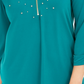 JM Collection Top Feminino com Zíper e Detalhe em Renda Verde Tamanho Pequeno