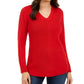 Suéter feminino com decote em V Charter Club, vermelho, tamanho XX-G
