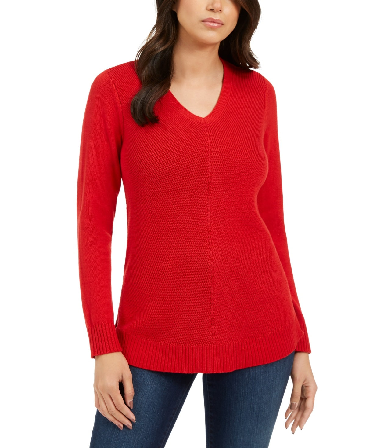 Suéter feminino com decote em V Charter Club, vermelho, tamanho XX-G
