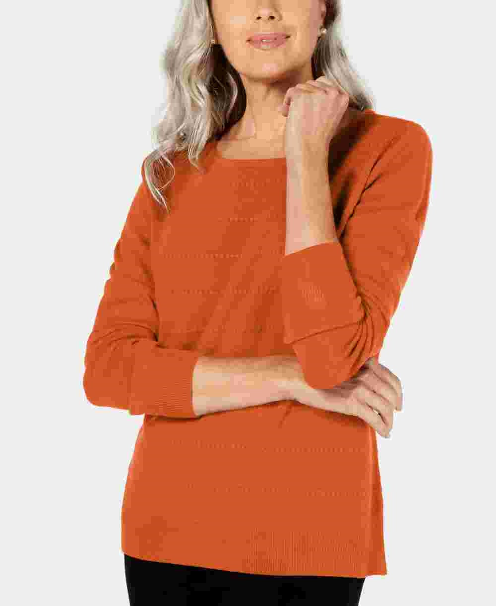 Karen Scott Suéter Listrado Texturizado Feminino Laranja Tamanho X-S