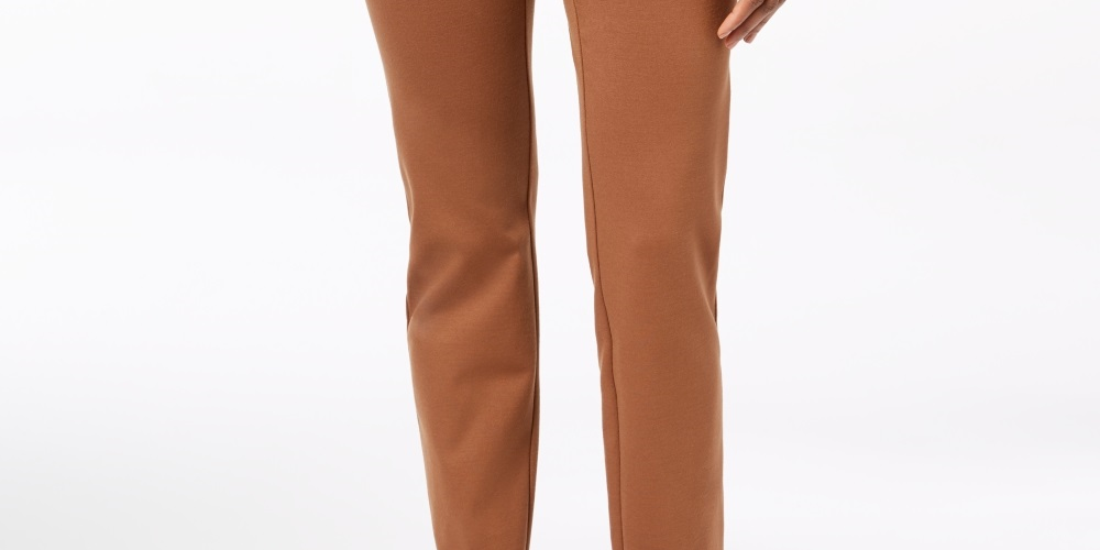 Calça feminina Charter Club Pull On Ponte Knit Marrom Tamanho 14 Petite