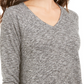 Blusa feminina de malha mesclada com decote em V, preta, tamanho pequeno