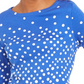 Charter Club Feminino Pima Algodão Botão Ombro Estampado Blusa Azul Tamanho Pequeno Médio