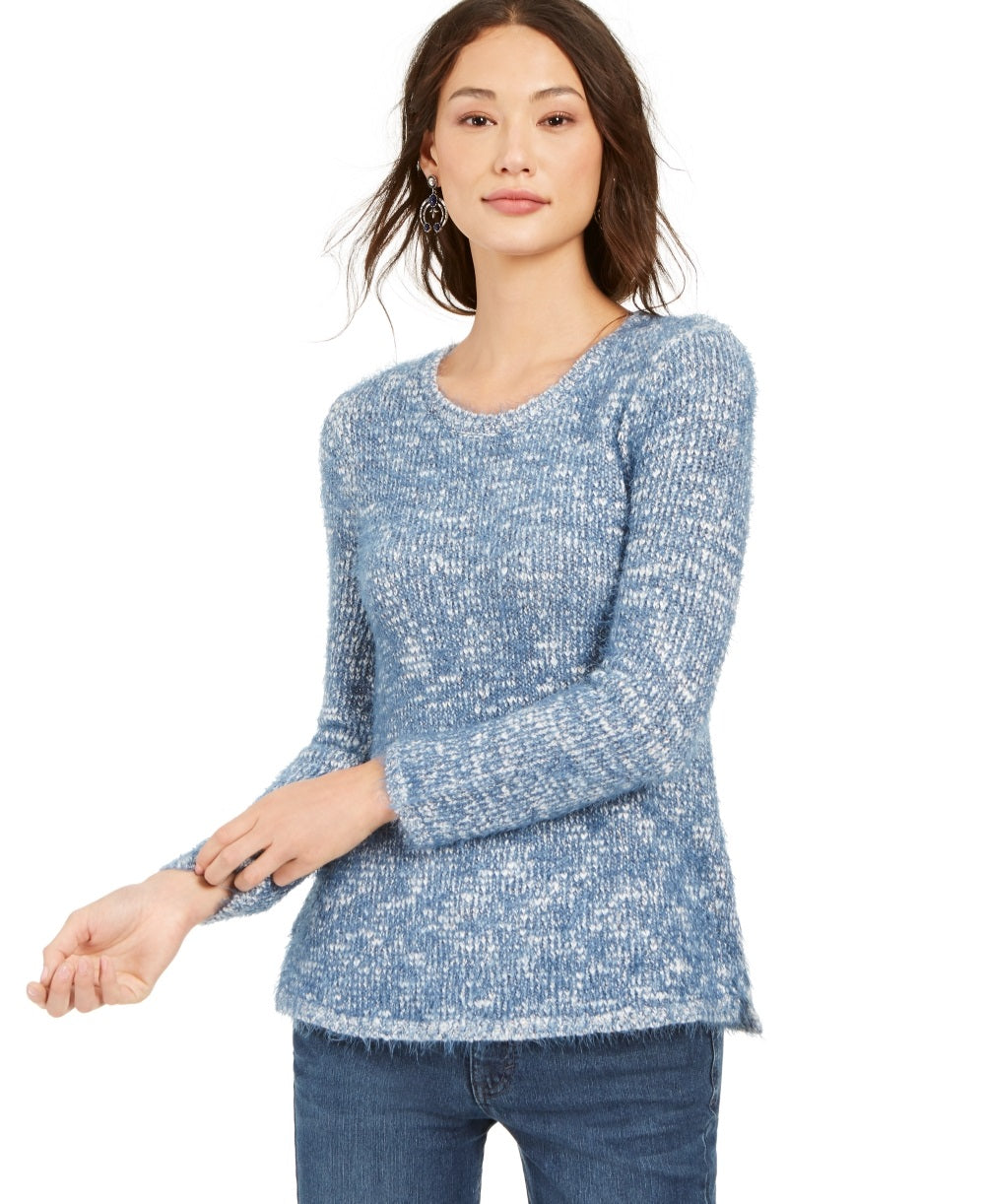 Suéter feminino com cílios mesclados Style &amp; Co, azul, tamanho PL