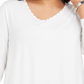 JM Collection Top Feminino Plus Size com Tachas e Técnicas Mistas Branco Tamanho 0X