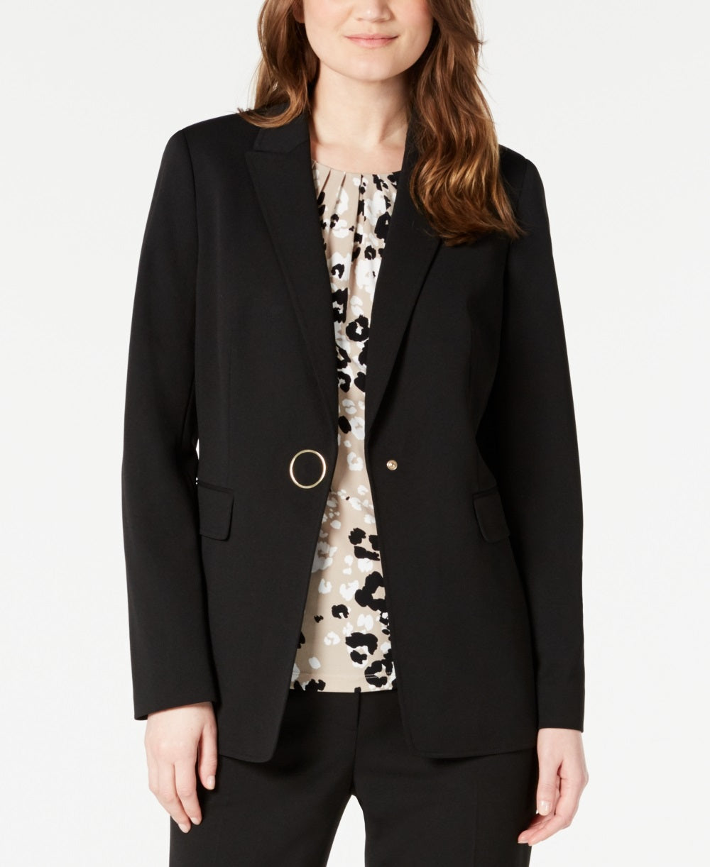 Calvin Klein Blazer Feminino de Um Botão Preto Tamanho 10