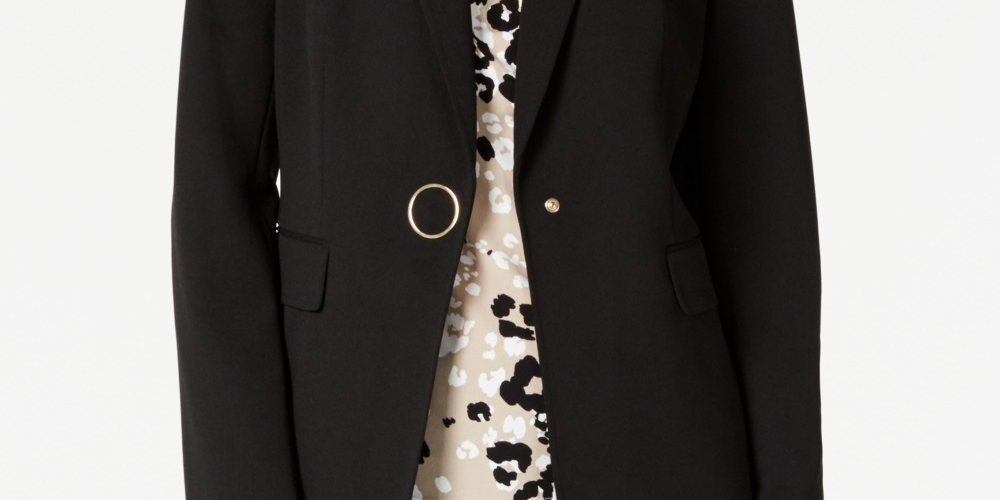 Calvin Klein Blazer Feminino de Um Botão Preto Tamanho 10