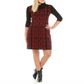 Vestido suéter feminino Nine West com estampa floral e jacquard duplo, preto, tamanho pequeno