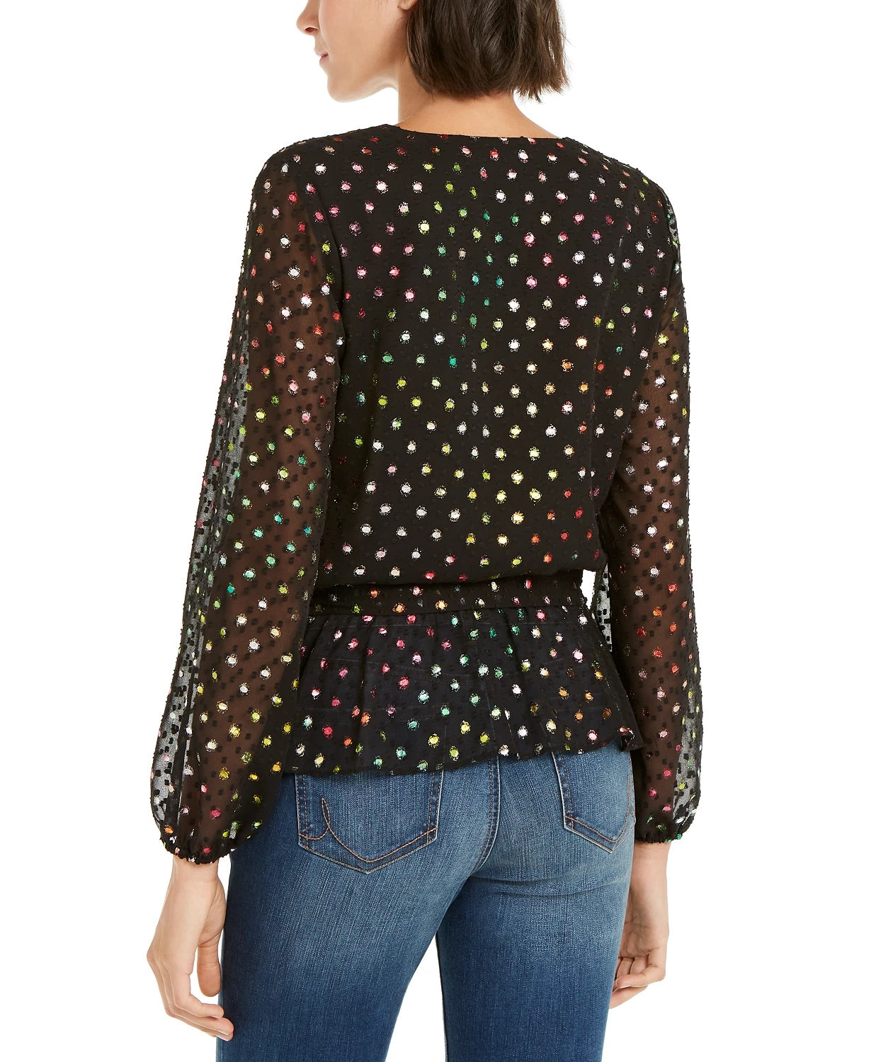 INC International Concepts Feminino Petite Rainbow Shine Dot-Print Rainbow Preto Tamanho Pequeno