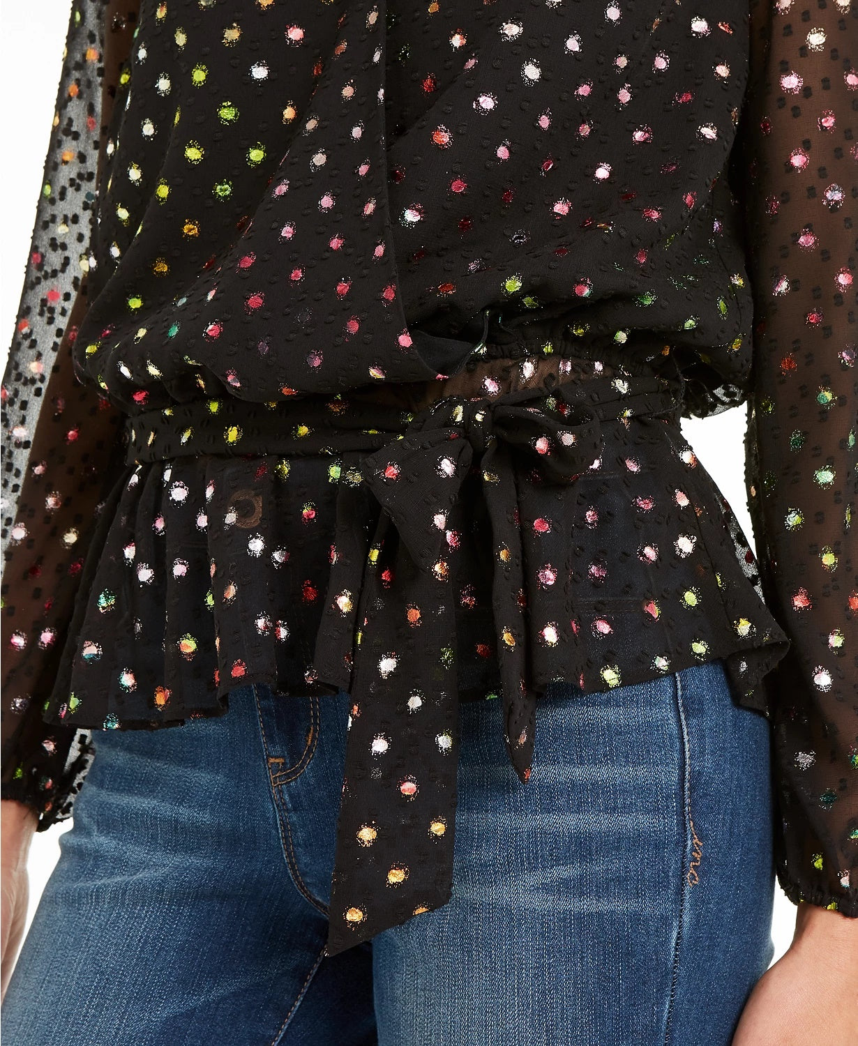 INC International Concepts Feminino Petite Rainbow Shine Dot-Print Rainbow Preto Tamanho Pequeno