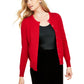 Cardigan feminino de caxemira com botões e cristais Charter Club, vermelho, tamanho pequeno, médio