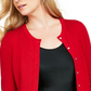 Cardigan feminino de caxemira com botões e cristais Charter Club, vermelho, tamanho pequeno, médio