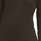 Suéter feminino JM Collection com mangas enfeitadas e decote em V, marrom, tamanho grande